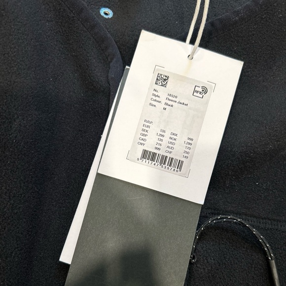 Rains Fleece Bomber Liner Jacket Size Medium NWT Solid Black - Picture 6 of 7